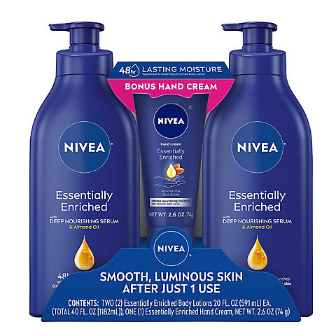 Nivea Essentially Enriched Body Lotion and Hand Cream Variety Pack