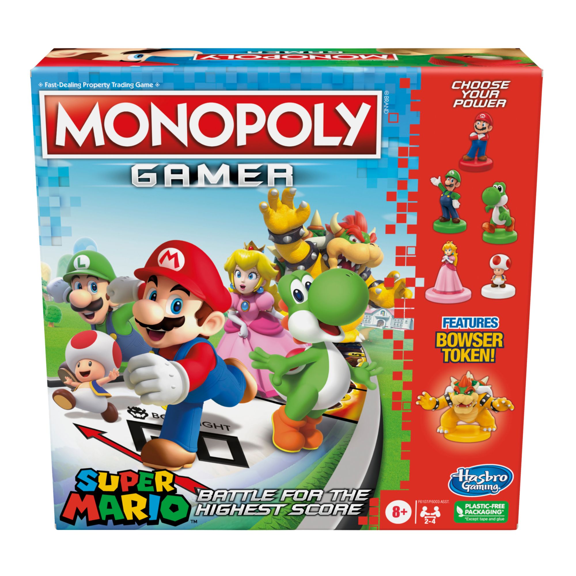  Monopoly The Super Mario Bros. Movie Edition Kids Board Game,  Family Games for Super Mario Fans, Includes Bowser Token, Ages 8+ : Toys &  Games