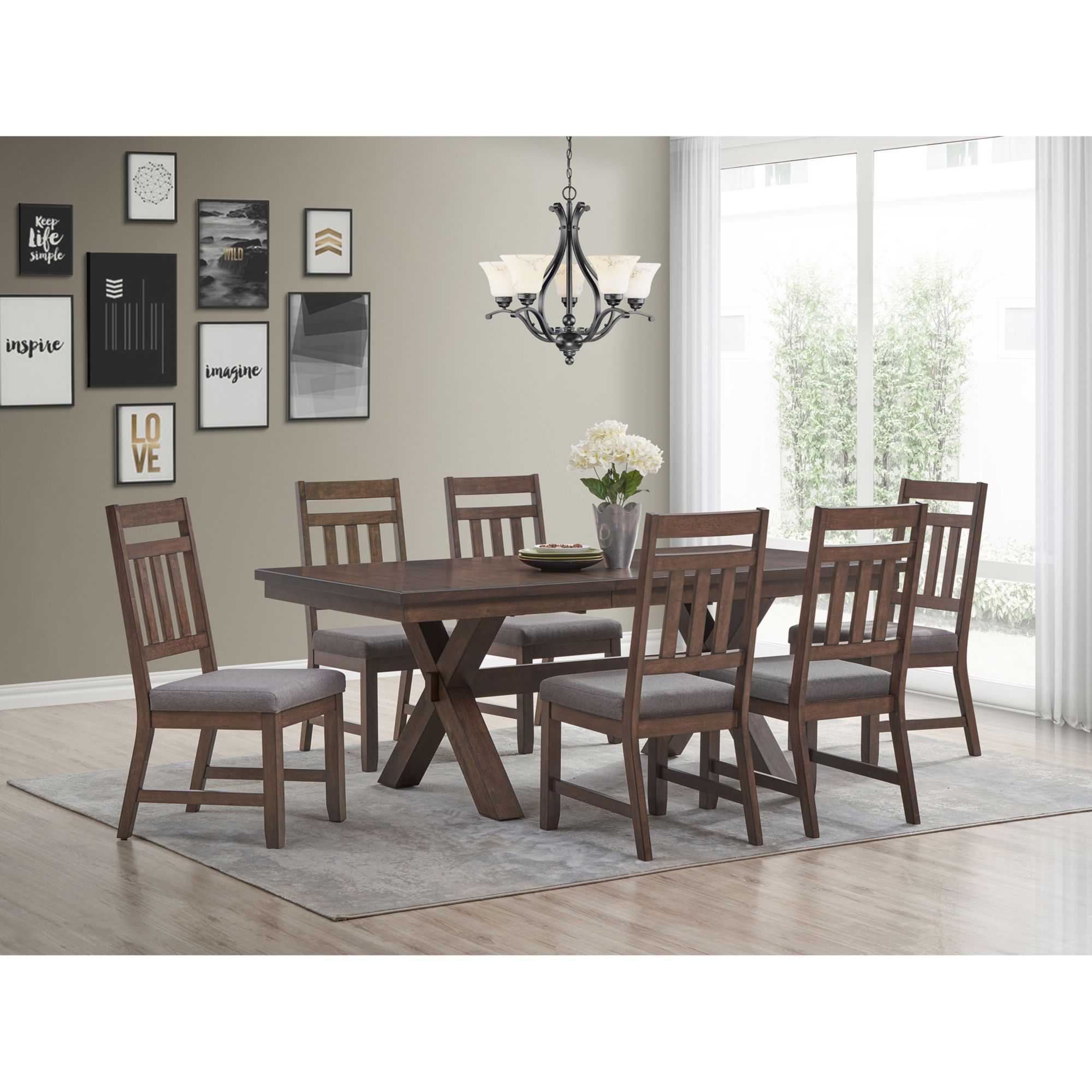 Regan 7-Pc. Dining Set with Self-Storing Leaf, Brown | BJ's