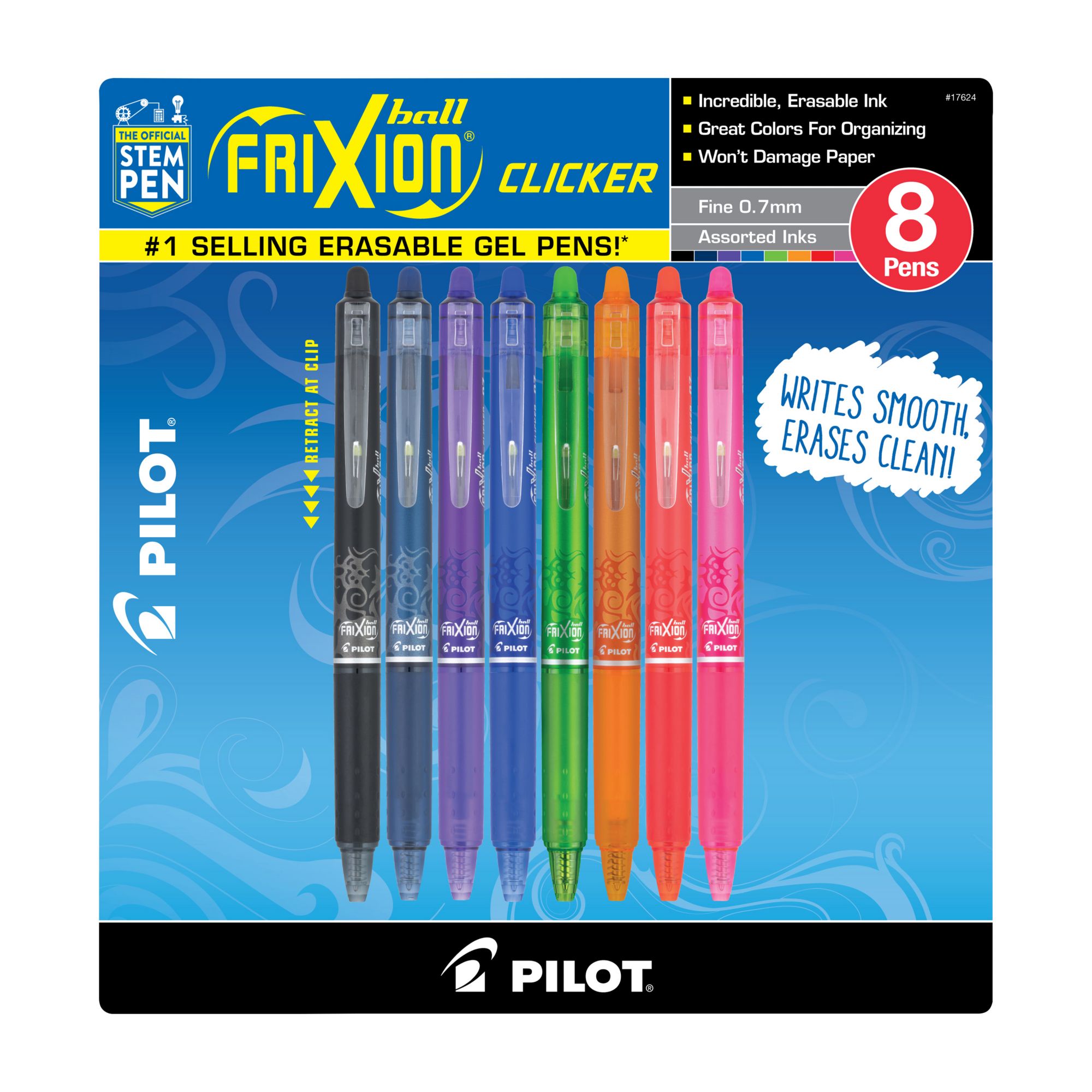 Pilot 323981061 Fine Point Assorted Ink FriXion Clicker Erasable Gel Pens - 5 ct