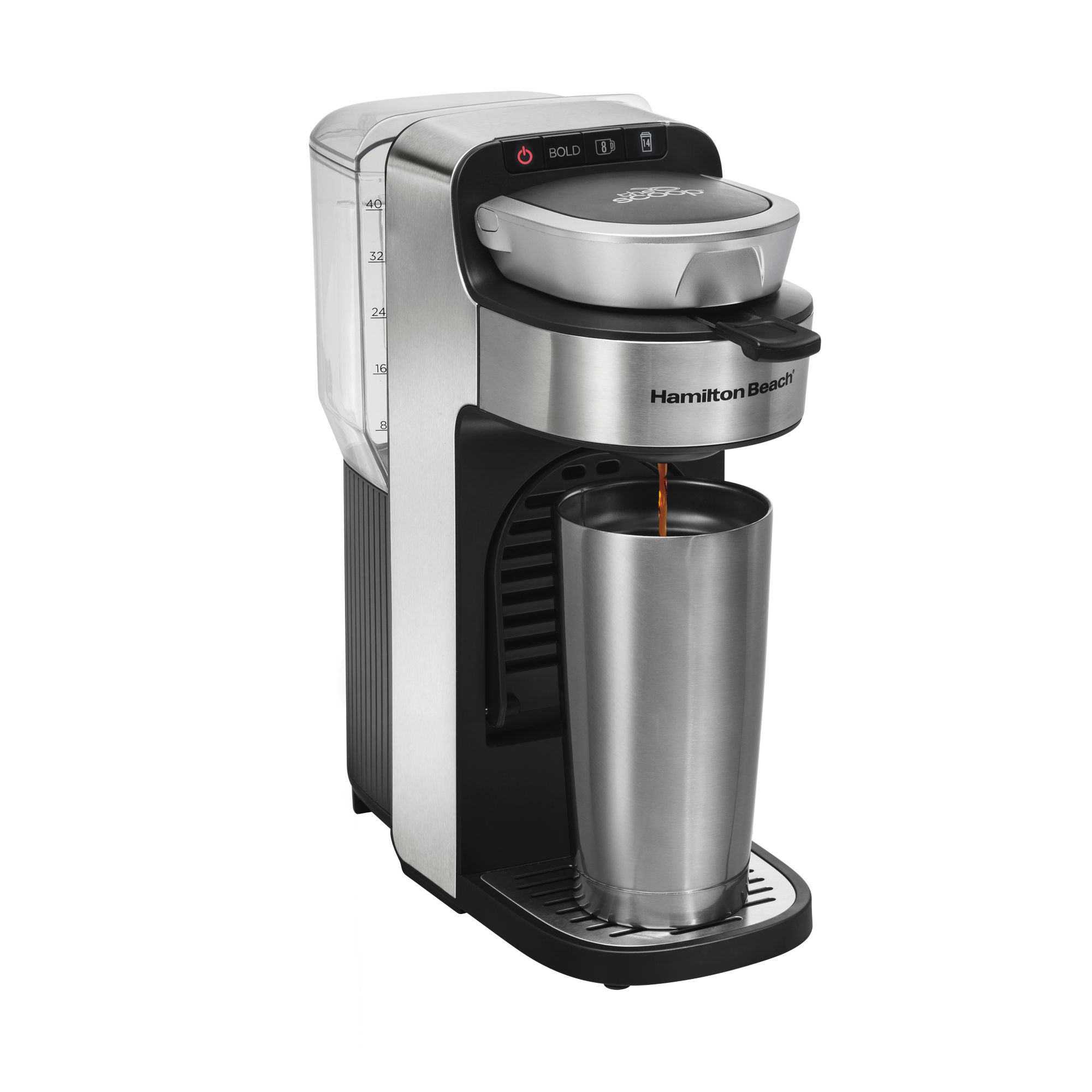 Hamilton Beach Single Serve Coffee Maker Stainless Steel 49981R