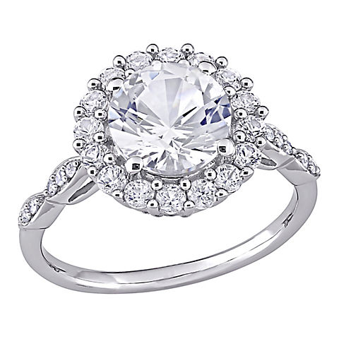 Created White Sapphire and Diamond Accent Halo Infinity Engagement Ring in 10k White Gold