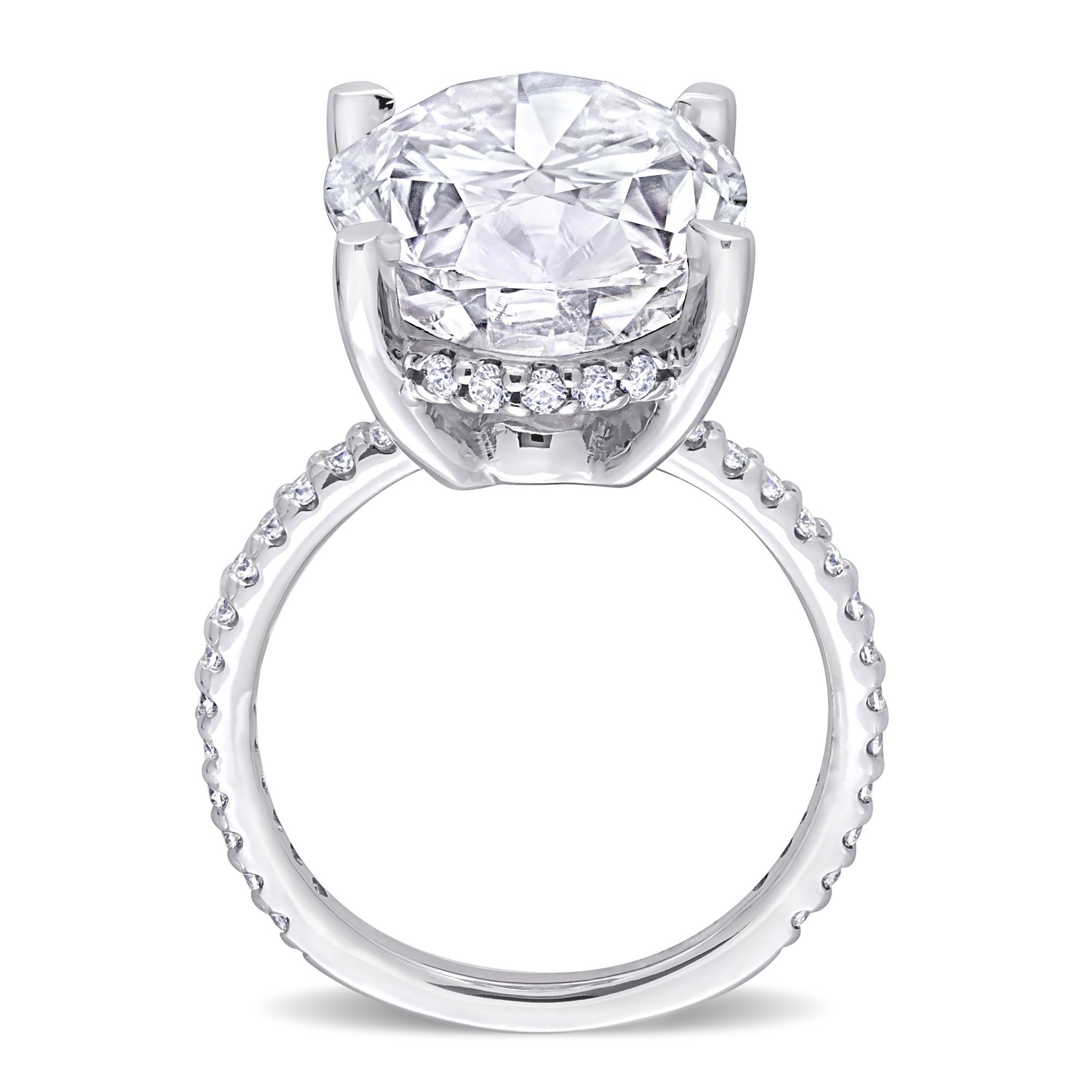 8.01 ct. DEW Oval Moissanite Engagement Ring in 10k White Gold