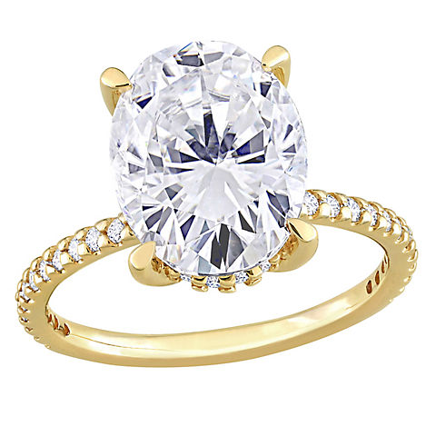4.87 ct. DEW Oval Moissanite Engagement Ring in 10k Yellow Gold