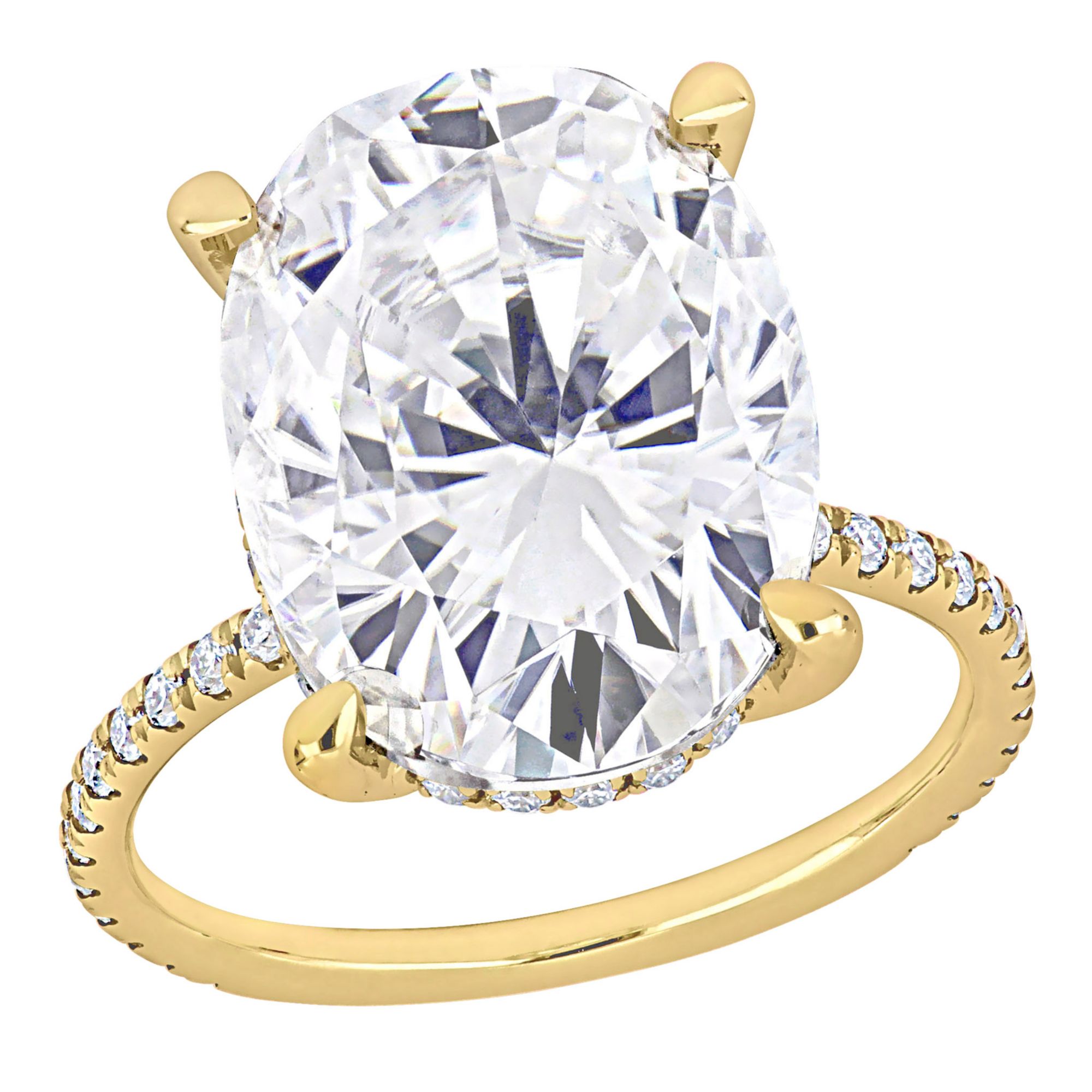 Yellow Gold Moissanite Oval Engagement Rings Set