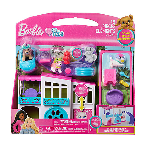 Barbie Pets Dreamhouse Figures and Playset, 14 pcs.