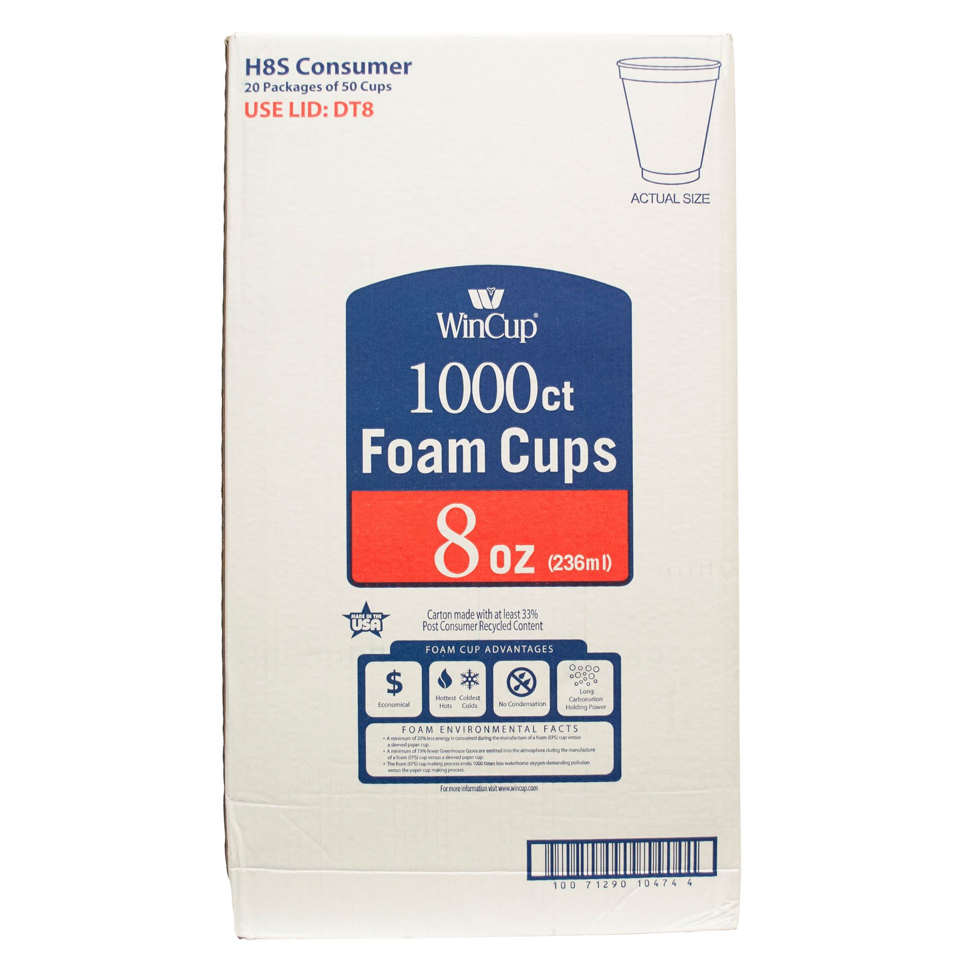 DART 8 Oz White Disposable Coffee Foam Cups Hot and Cold Drink Cup, 100  Count (Pack of 1)