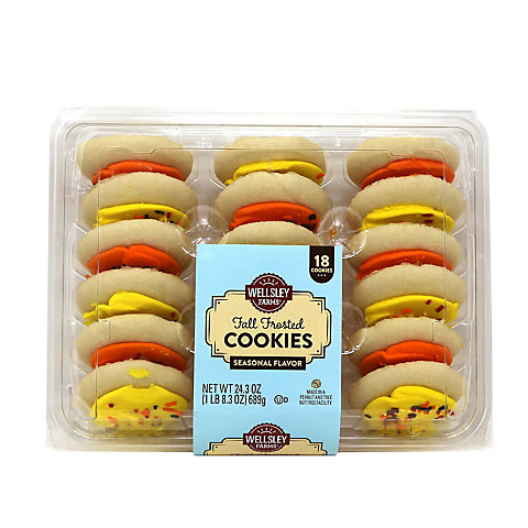 Wellsley Farms Fall Vanilla Cookie With Orange & Yellow Frosting, 18 ct.