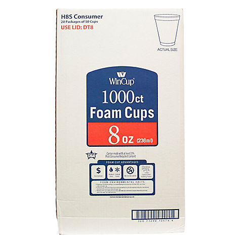 WinCup 8-Oz. Foam Cups, 1,000 ct. - White