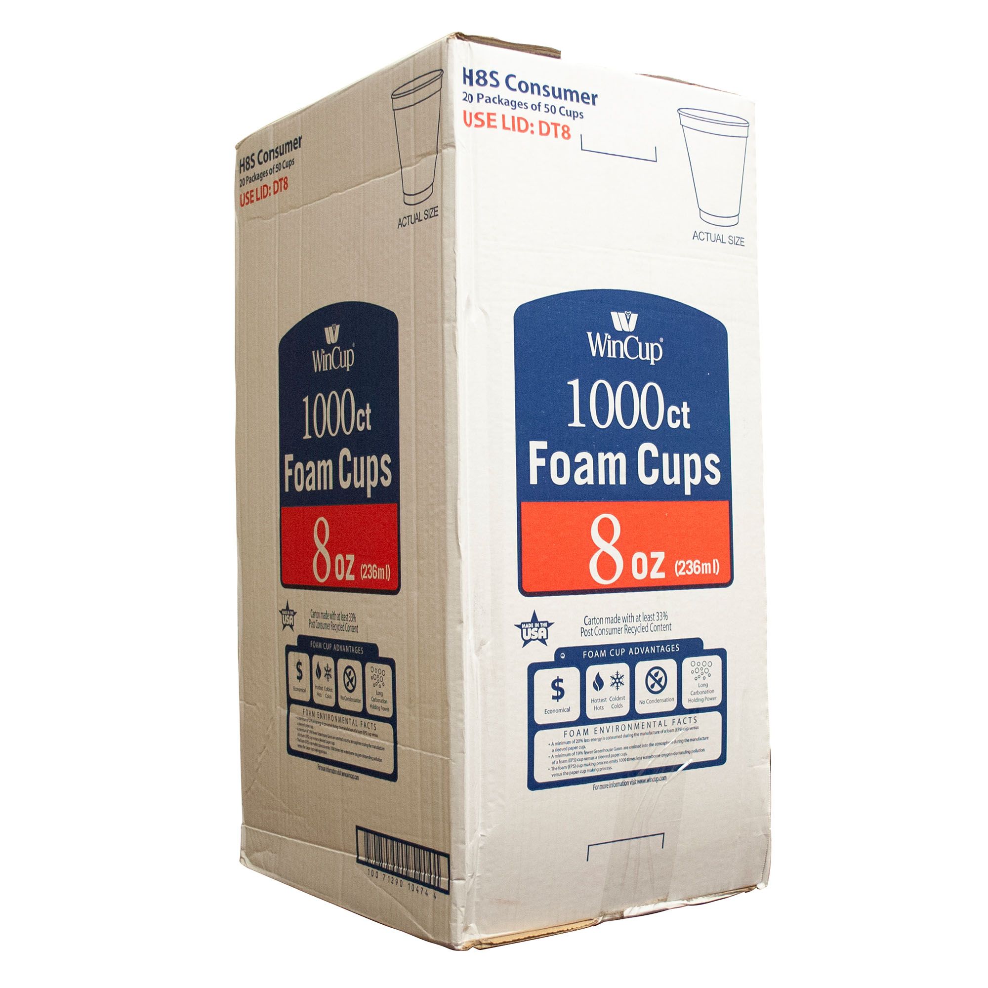 8 Oz Disposable Foam Cups (50 Pack), White Foam Cup Insulates Hot & Cold  Beverages, Made