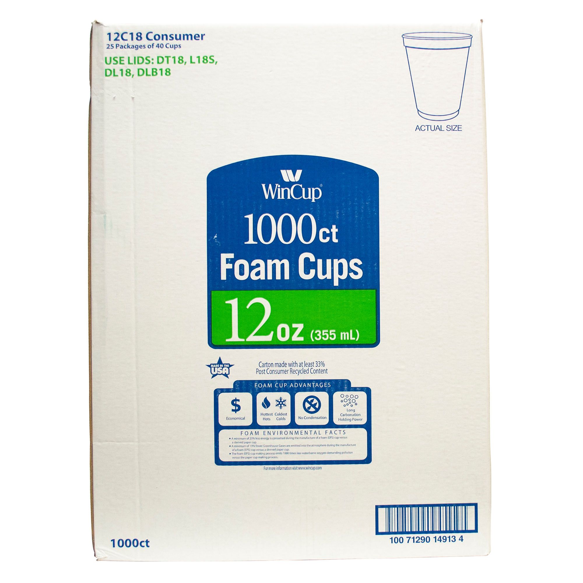 WinCup® White Foam Cup - 12 oz.