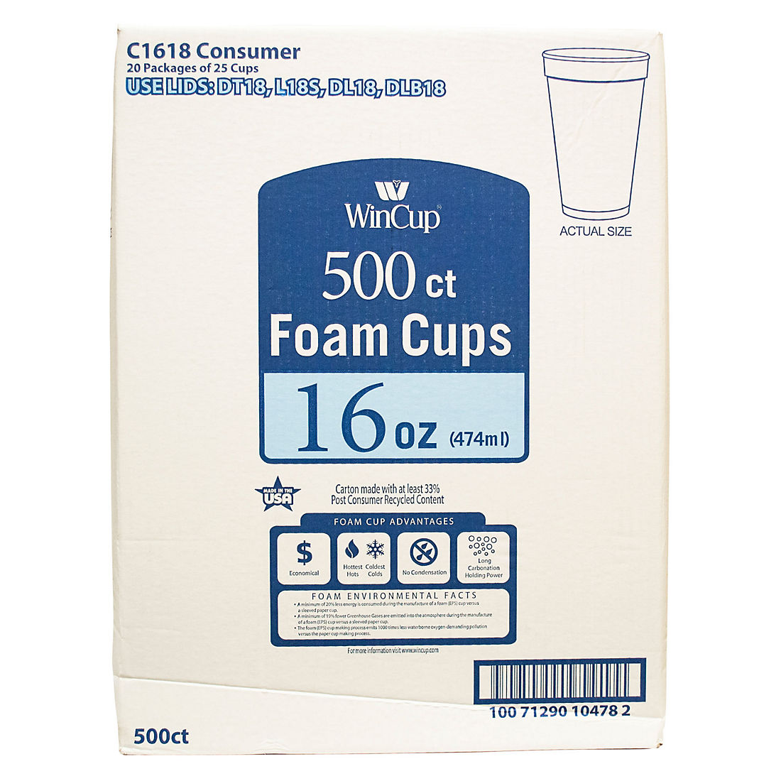 500/CT White 58554 Genuine Joe Foam Cups 16 oz 