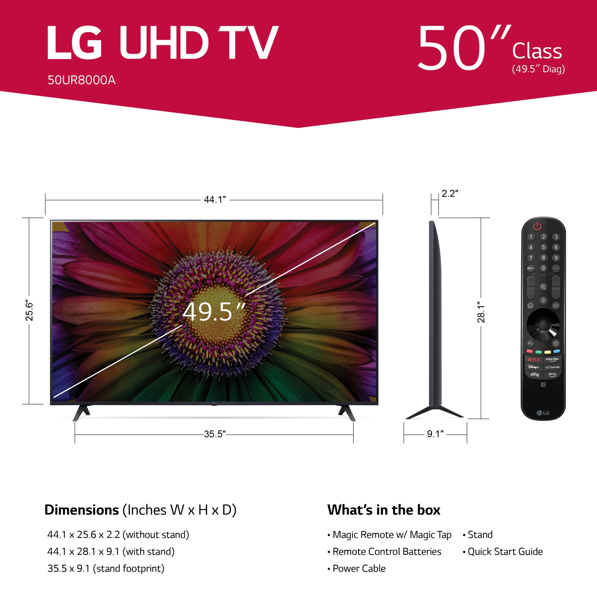  LG 50 UR8000 Series LED 4K UHD Smart webOS 23 w/ThinQ AI TV  50UR8000AUA : Electrónica