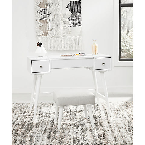 Ashley Furniture Vanity and Upholstered Stool - White