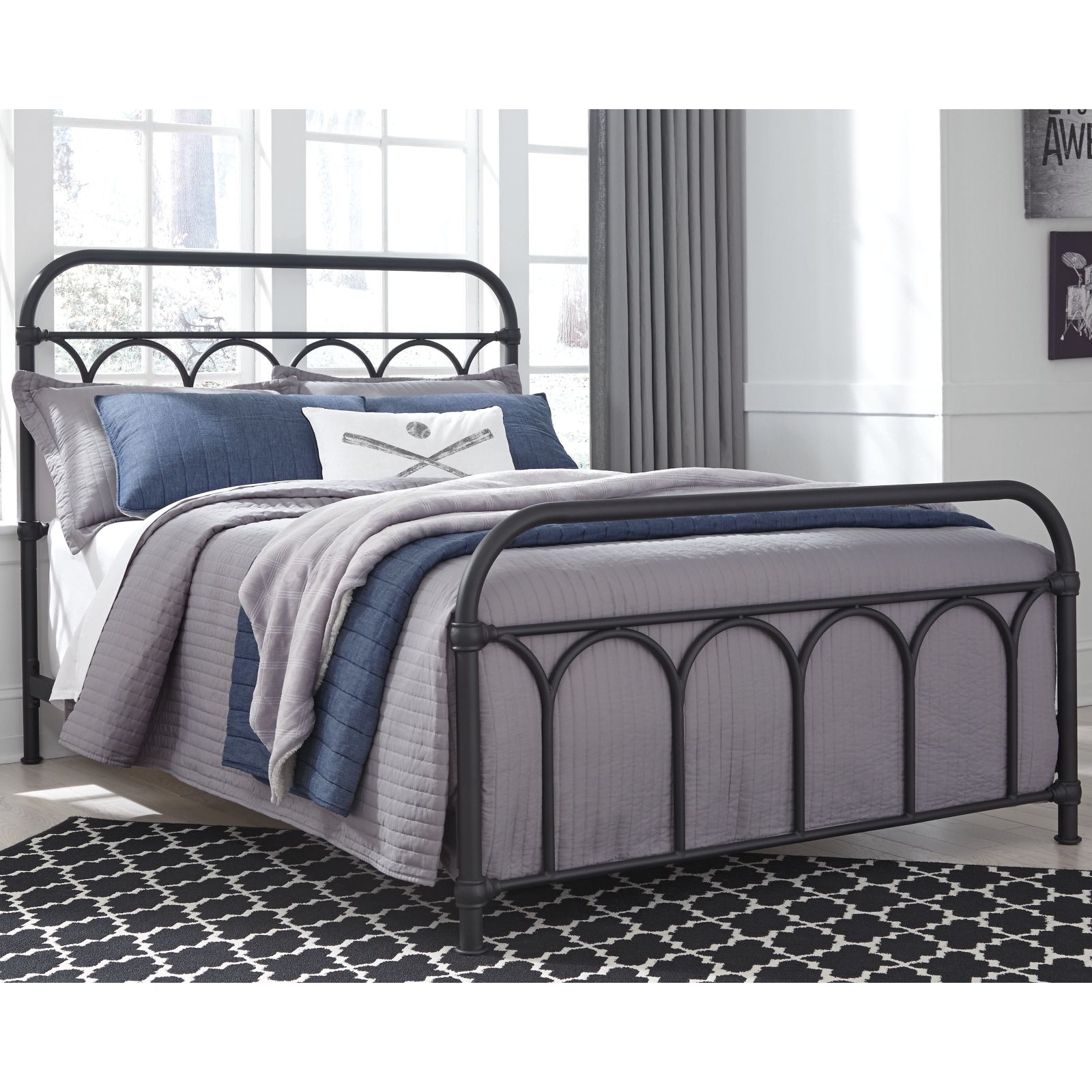 Full metal bed on sale frame headboard footboard