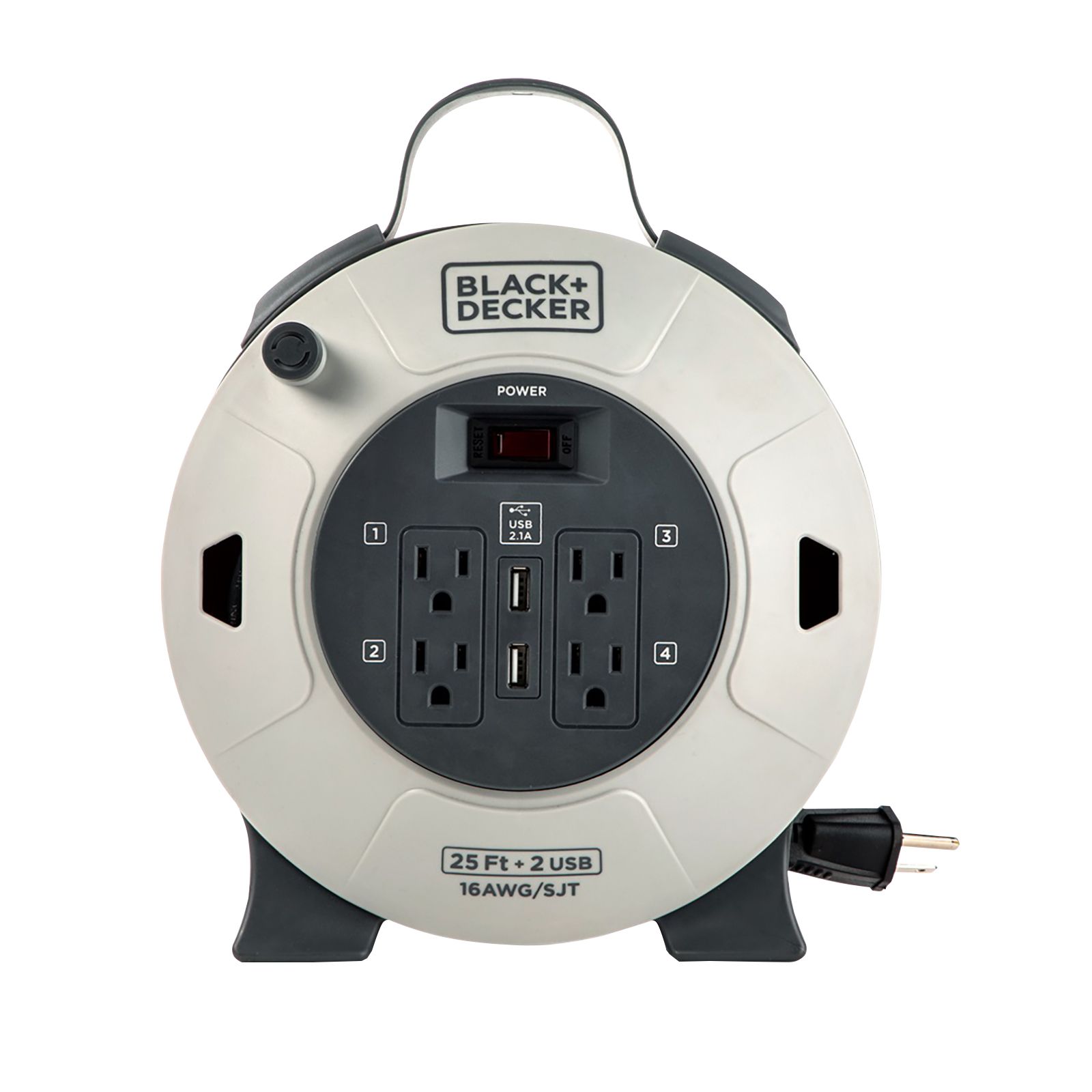 Black + Decker Retractable 20' Extension Cord Reel with 4 Outlets