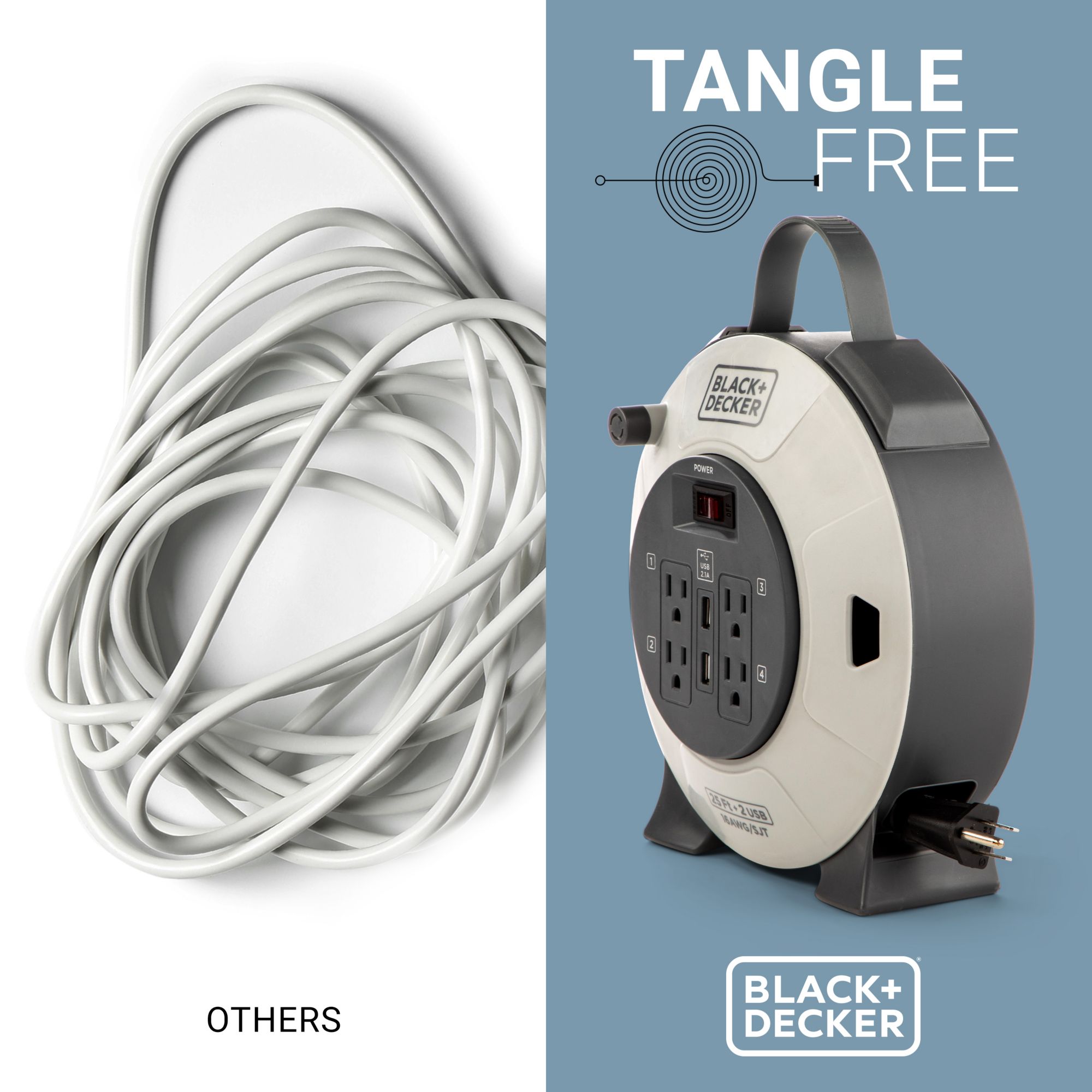 BLACK DECKER 75 Outlets Retractable Extension Cord With 14, 56% OFF