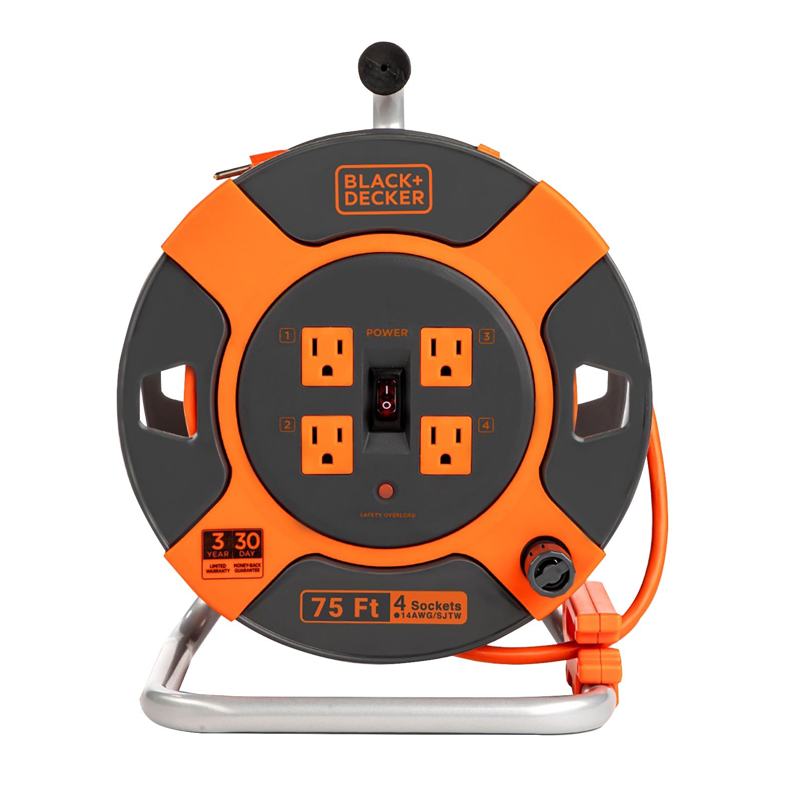 Black Decker 75 Retractable Extension Cord Reel With 4 Outlets