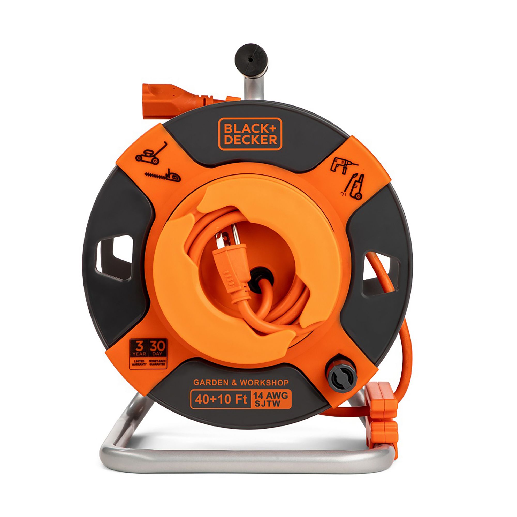 BLACK+DECKER Reverse Cord Reel - 50' 14AWG SJTW for Electric Tools