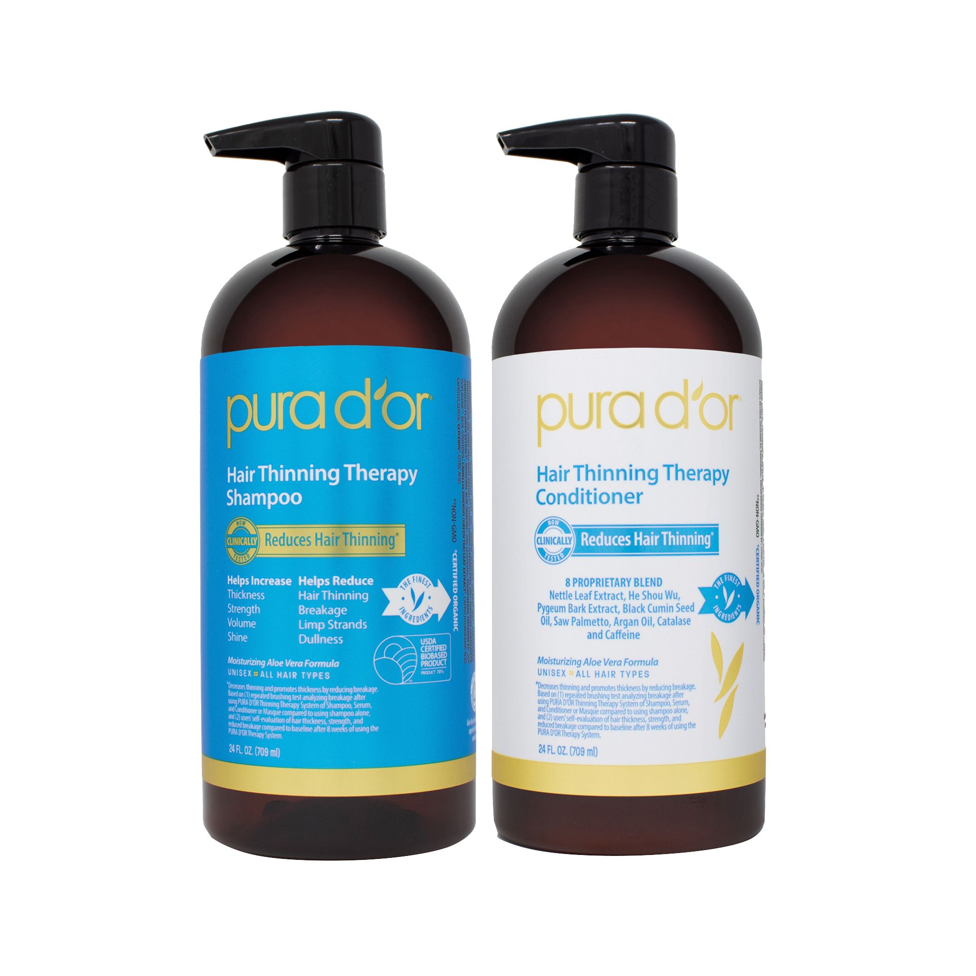 PURA D'OR Dor - Intense Therapy SHAMPOO & CONDITIONER Set - 16 oz each