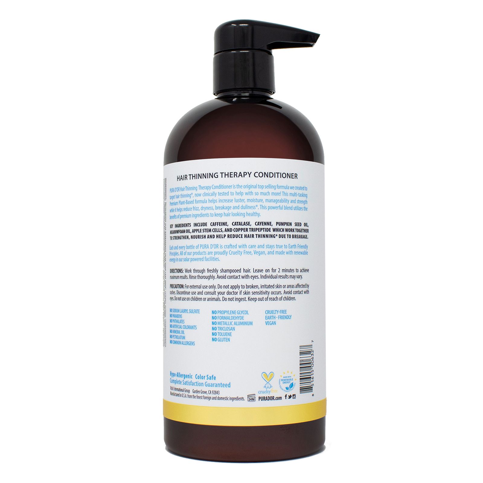 24 Fl Oz Shampoo + 24 Fl Oz Conditioner. PURA D'OR Advanced Therapy System  Shampoo & Conditioner Reduces Hair Thinning for Thicker Head of Hair