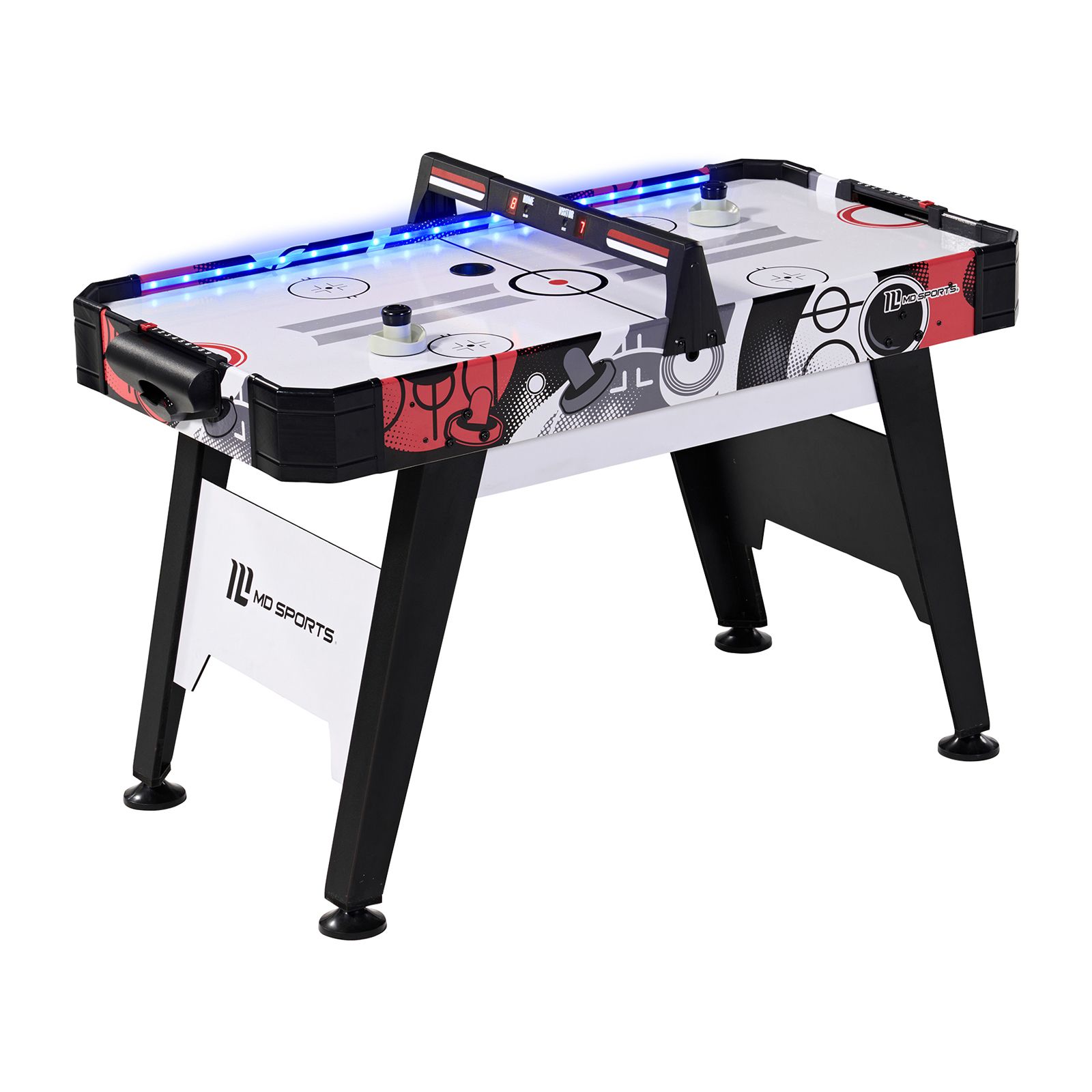 MD Sports Air Hockey Game Table, Overhead Electronic Scorer, Black/Yellow,  54 x 27 x 32