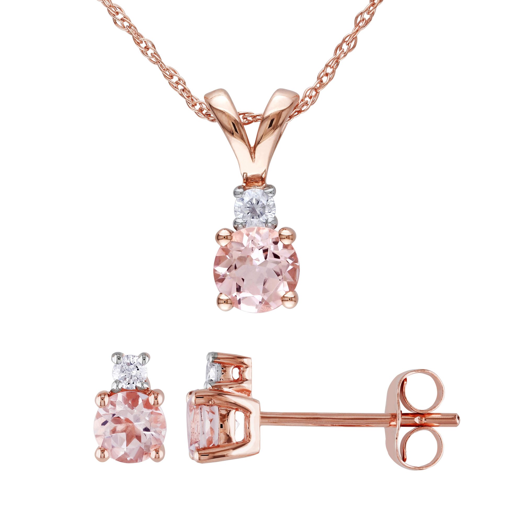 Diamond solitaire necklace and 2024 earring set