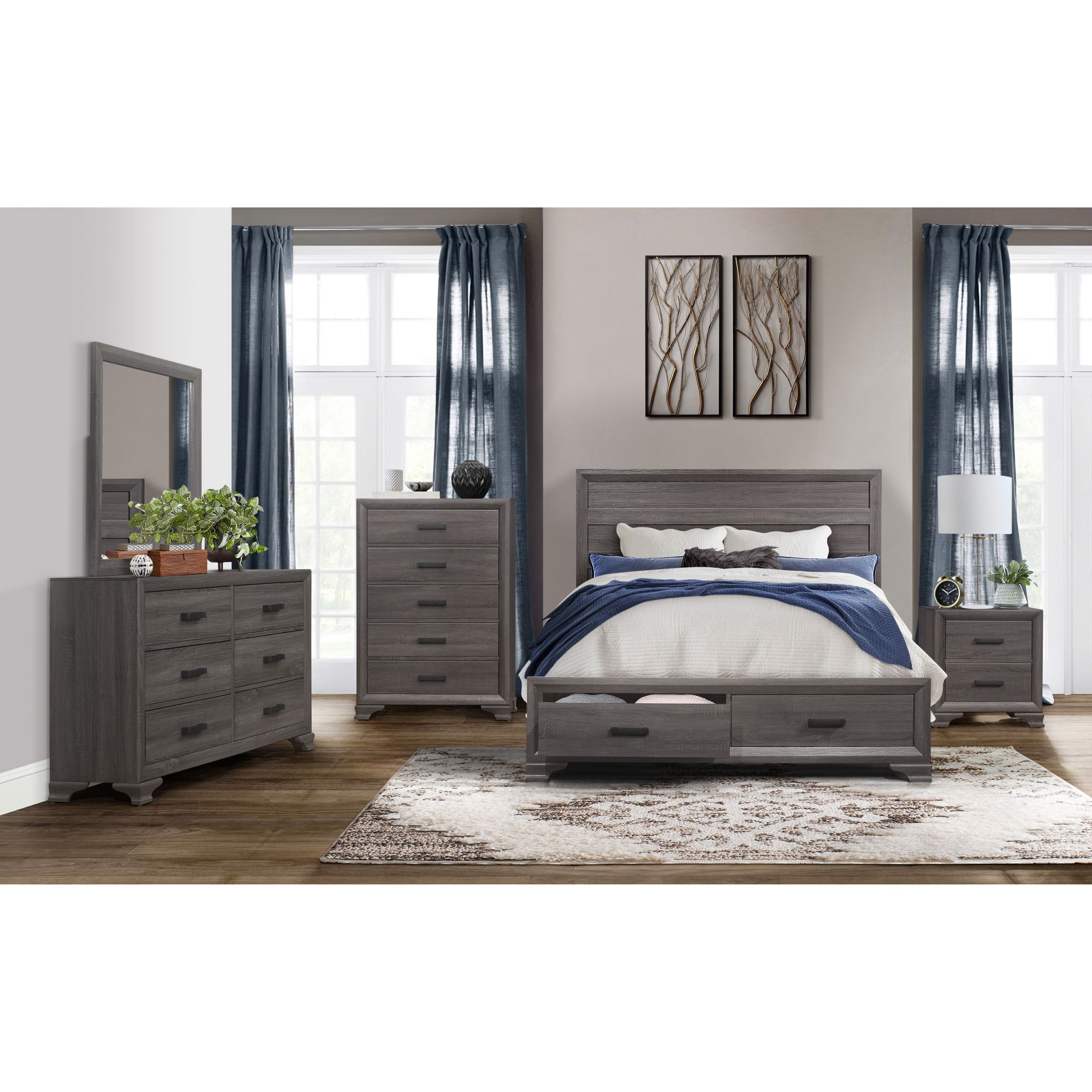 Kith Langston Ash Queen Bed, Dresser And Mirror