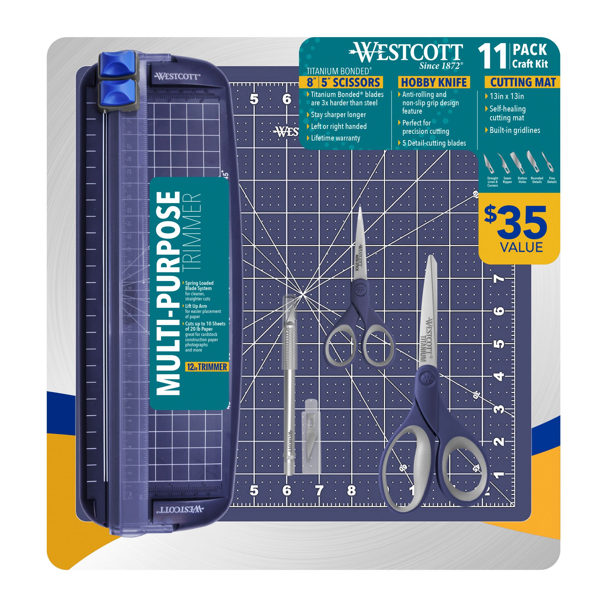 Westcott 8 Titanium Scissor and Rotary Cutter, for Sewing/Cutting