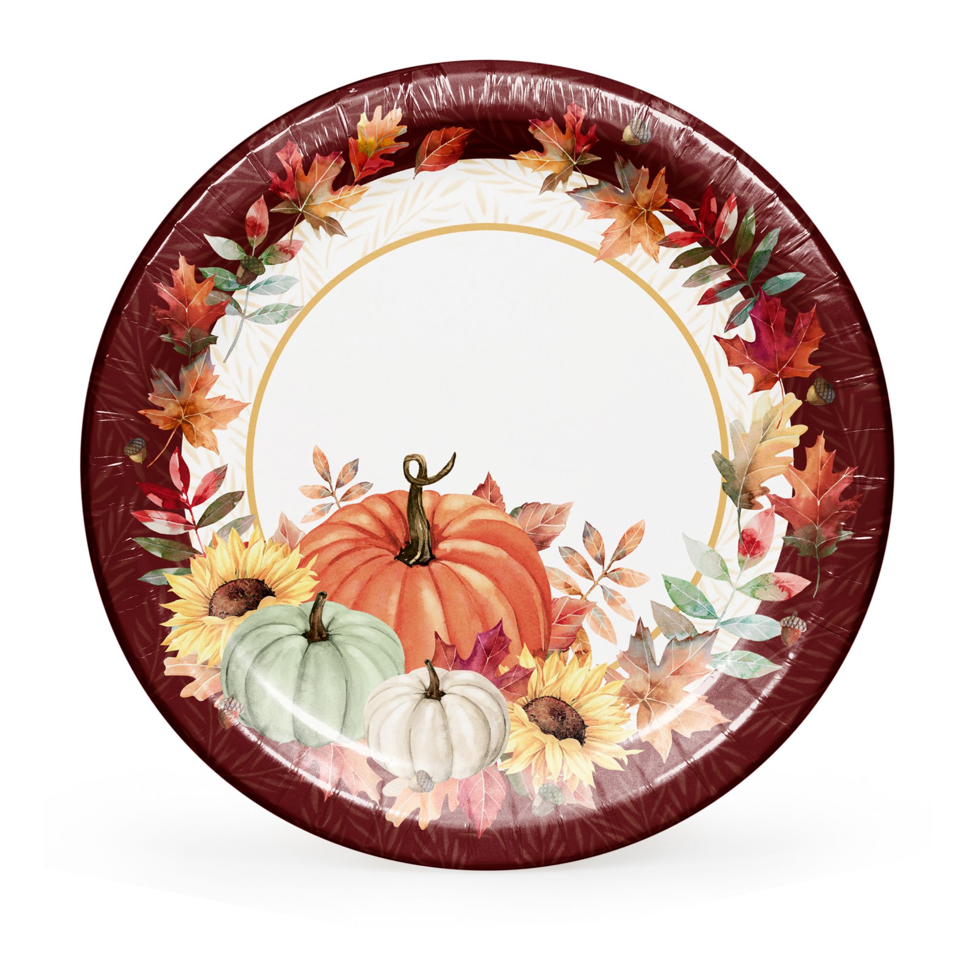 24-Pack Large Oval Thanksgiving Paper Plates, Heavy Duty Serving