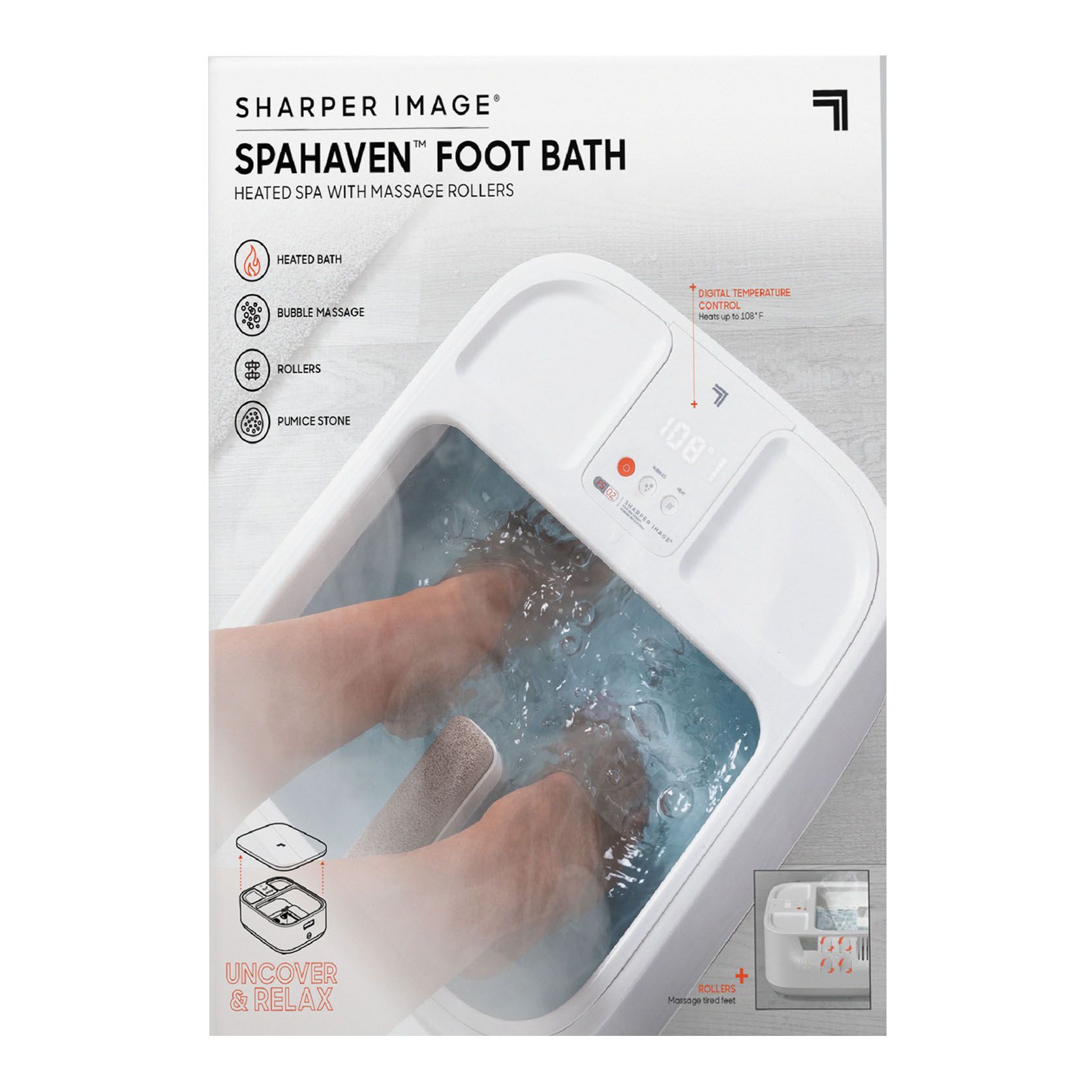 Sharper Image SpaHaven Heated Foot Bath Massager with LED Display - White