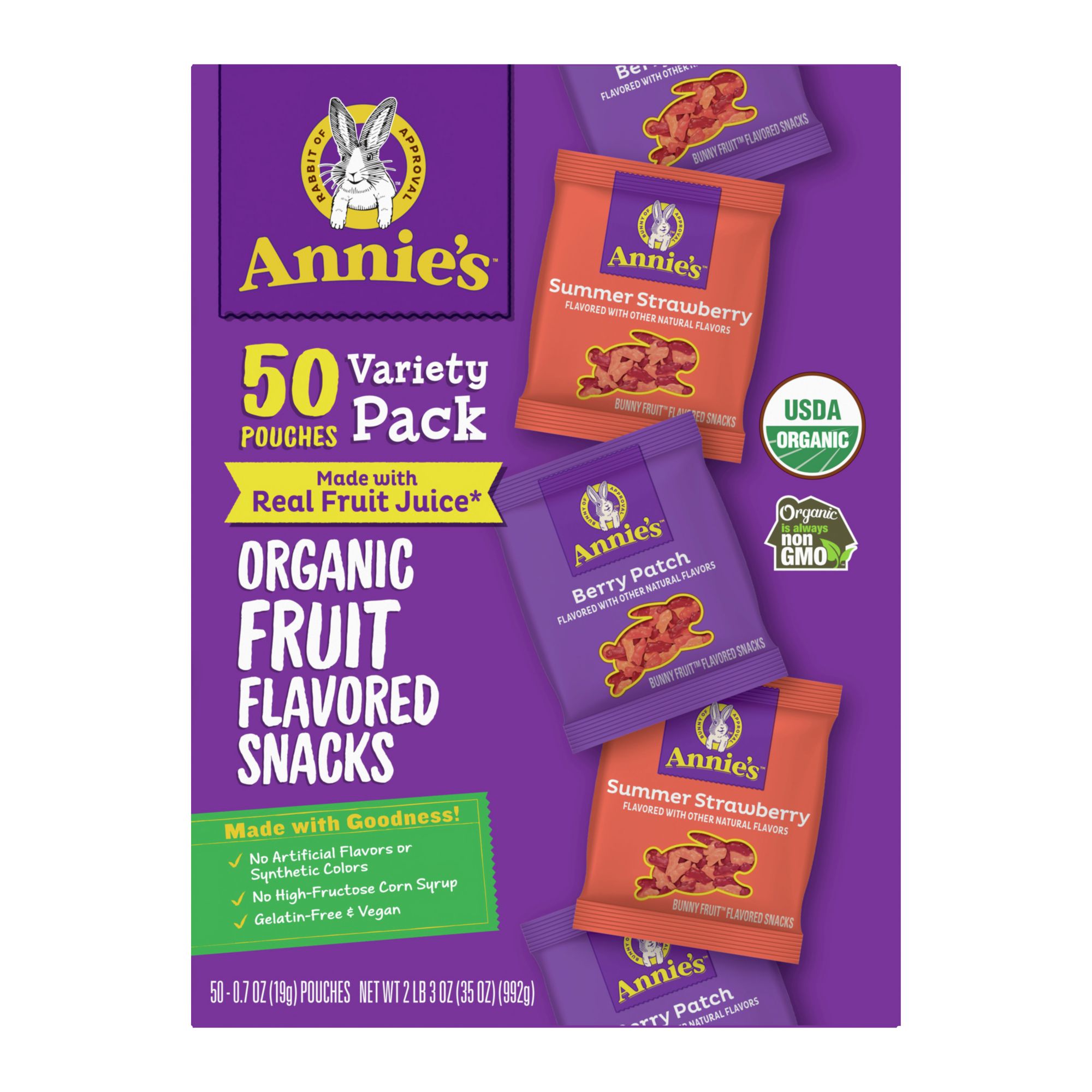 Annie's Organic Berry Patch Bunny Fruit Snacks, Gluten Free, 10 ct, 7 oz