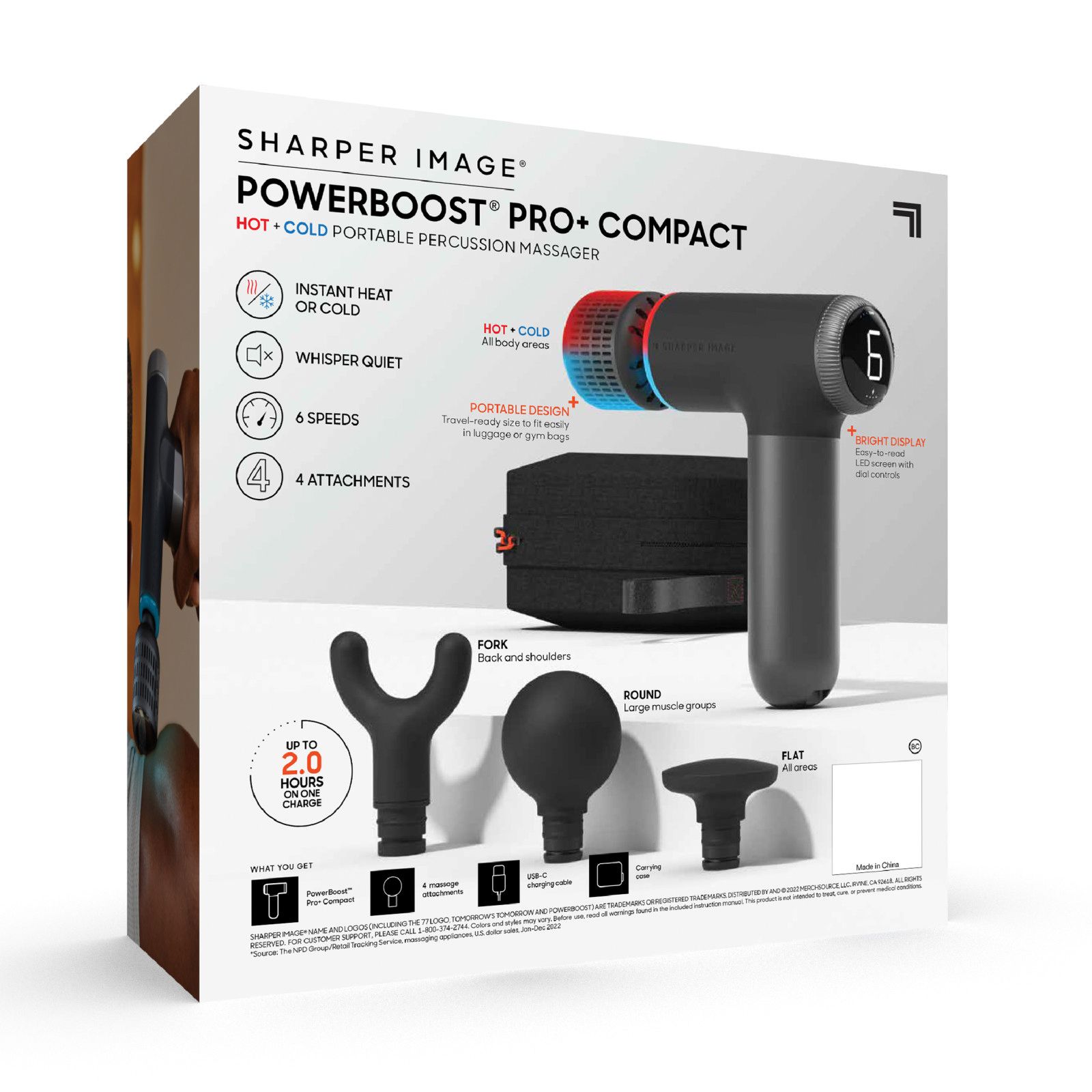 Sharper Image Powerboost Pro+ Compact Hot & Cold Percussion Massager with  Dual-Temperature Massage Node