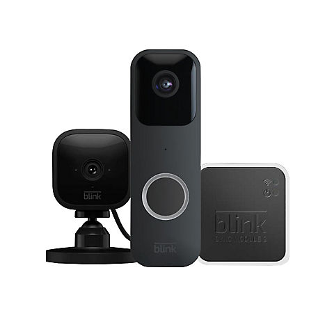 Blink Video Doorbell Plus Bundle with Indoor Mini Camera, Sync Module 2 and Yard Sign
