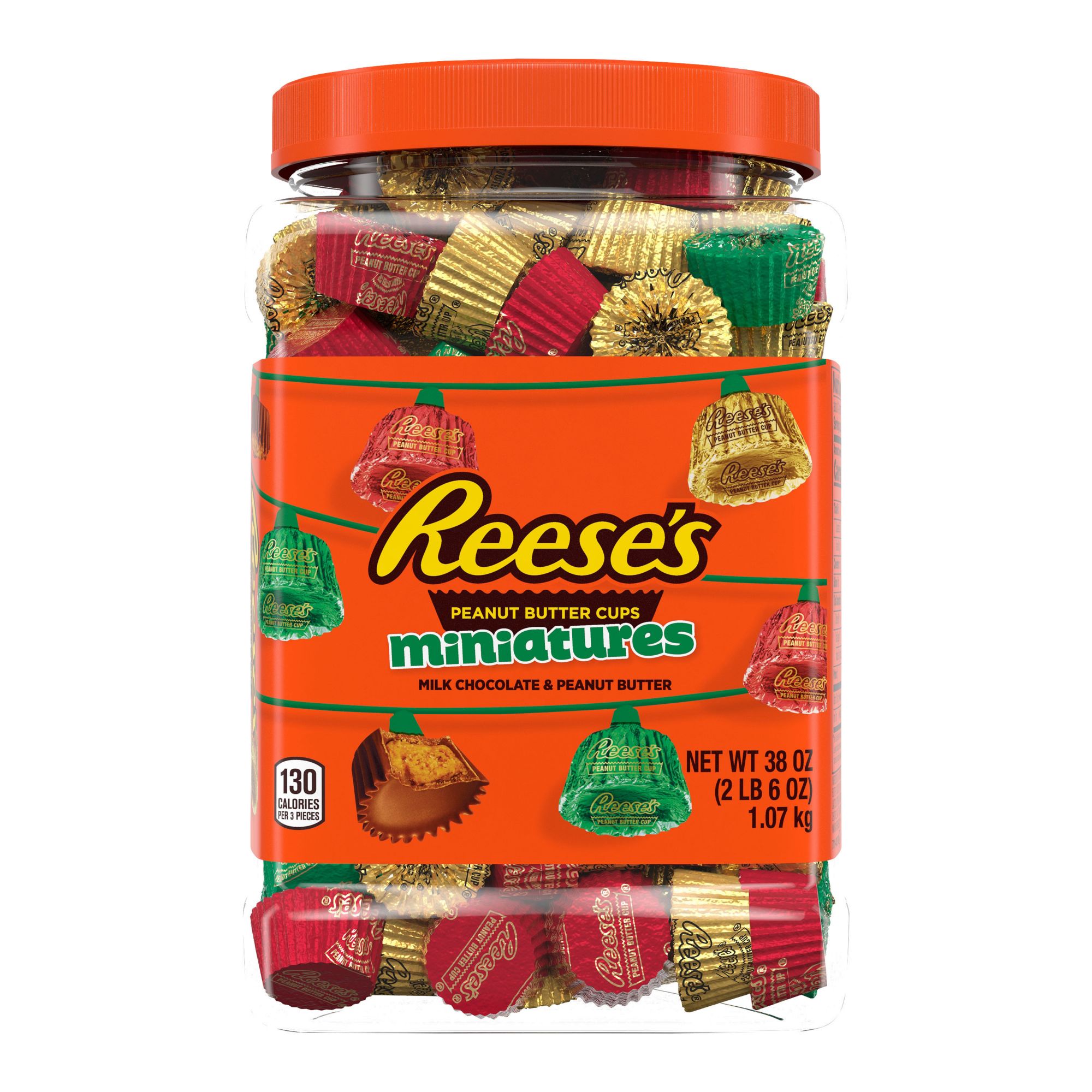 Reese's Miniatures Peanut Butter Cups Christmas Bulk Jar, 38 oz