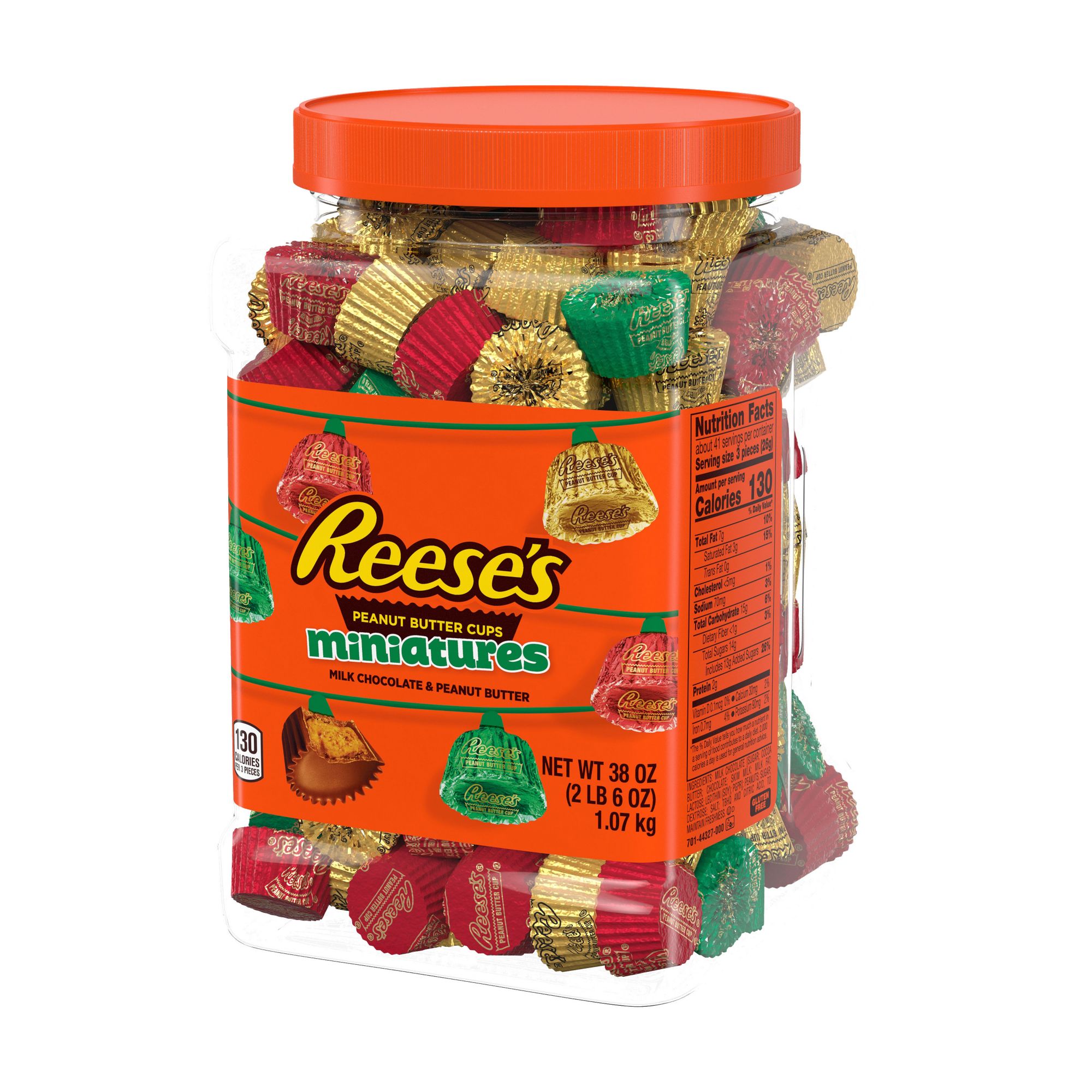 Reese's Miniatures Peanut Butter Cups Christmas Bulk Jar, 38 oz