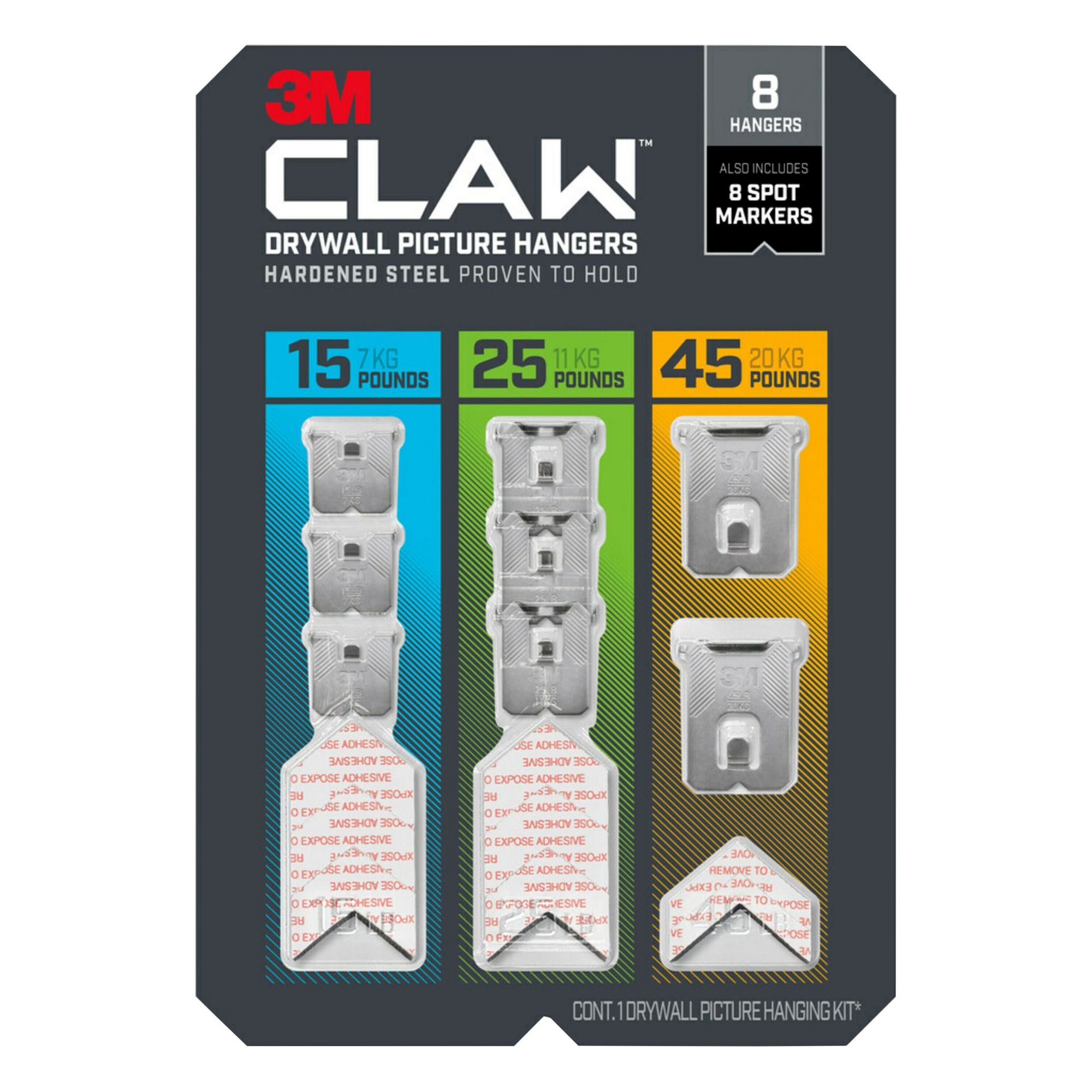 3M CLAW Drywall Picture Hanger with Temporary Spot Marker, holds