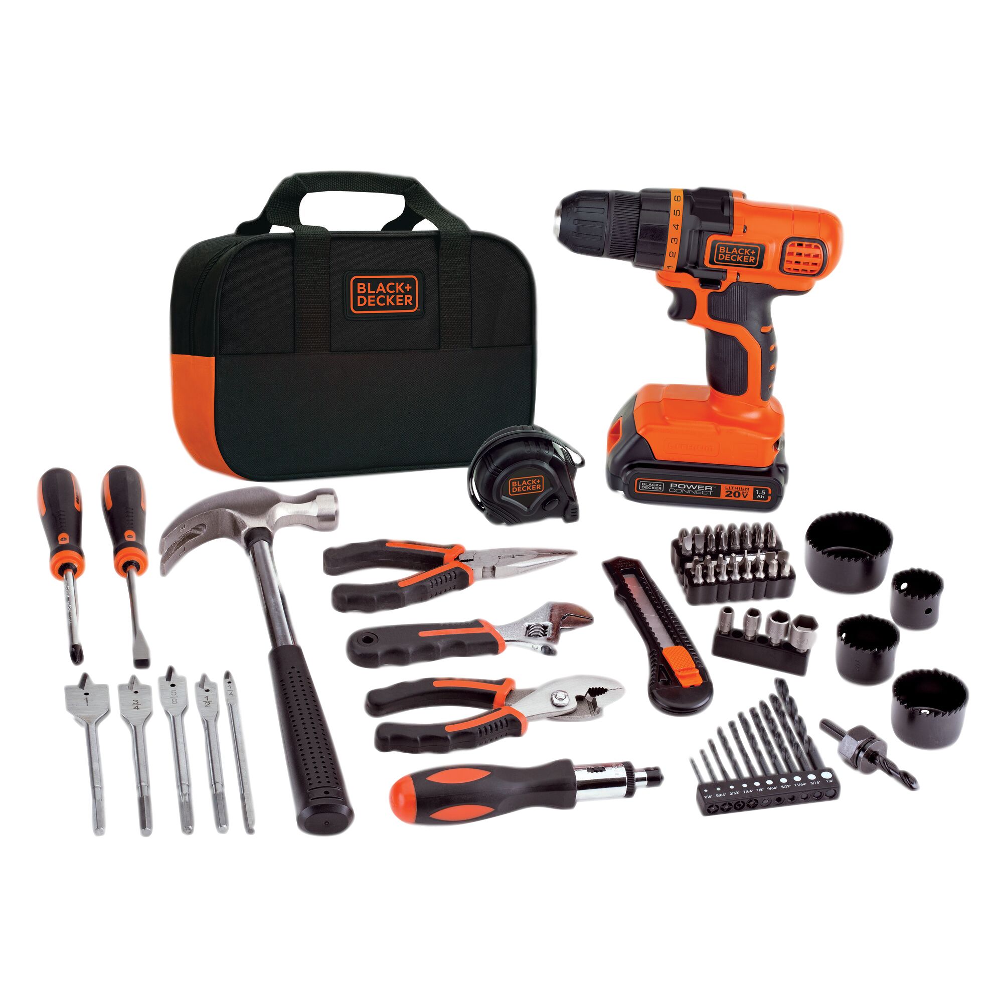 BLACK+DECKER Cordless Drill Combo Kit with Case, 6-Tool