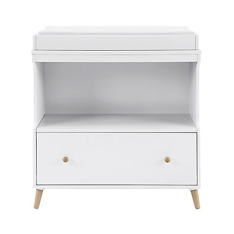 Delta Children Essex Changing Table with Drawer - White with Natural