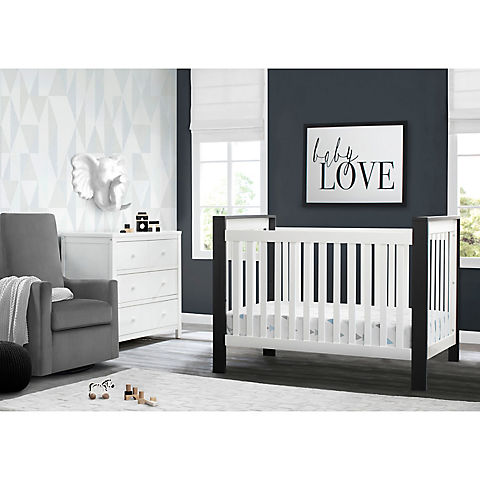 Delta Children Miles 4-in-1 Convertible Crib - White with Midnight Grey