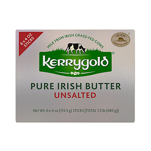 Kerrygold Grass-Fed Pure Irish Unsalted Butter Sticks, 6 ct./4 oz.