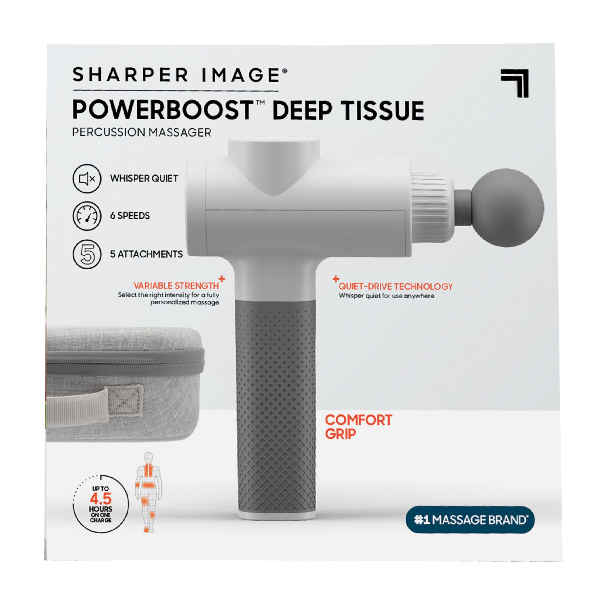 Sharper Image Massager Seat Topper 4-Node Shiatsu with Heat and