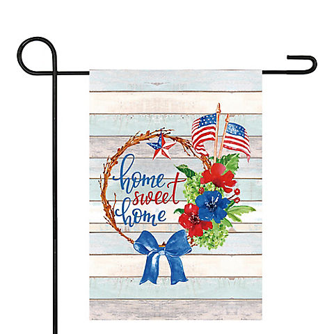 Northlight Americana 12.5" x 18" Home Sweet Home Wreath Patriotic Outdoor Garden Flag