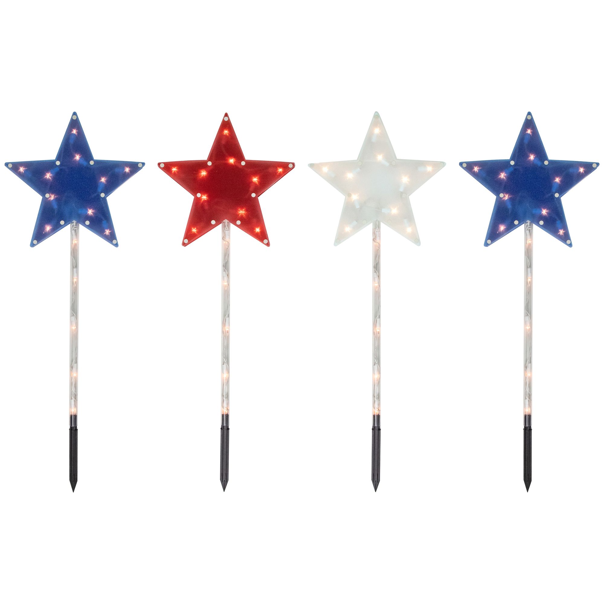 Northlight Americana Patriotic Star Stake Lights, 4 pk. - Clear Lights