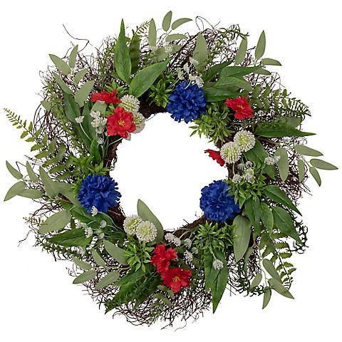 Northlight Americana 24" Mixed Floral Patriotic Wreath