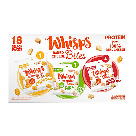 Whisps Baked Cheese Bites Single-Serve Variety Snack Packs, 18 pk.