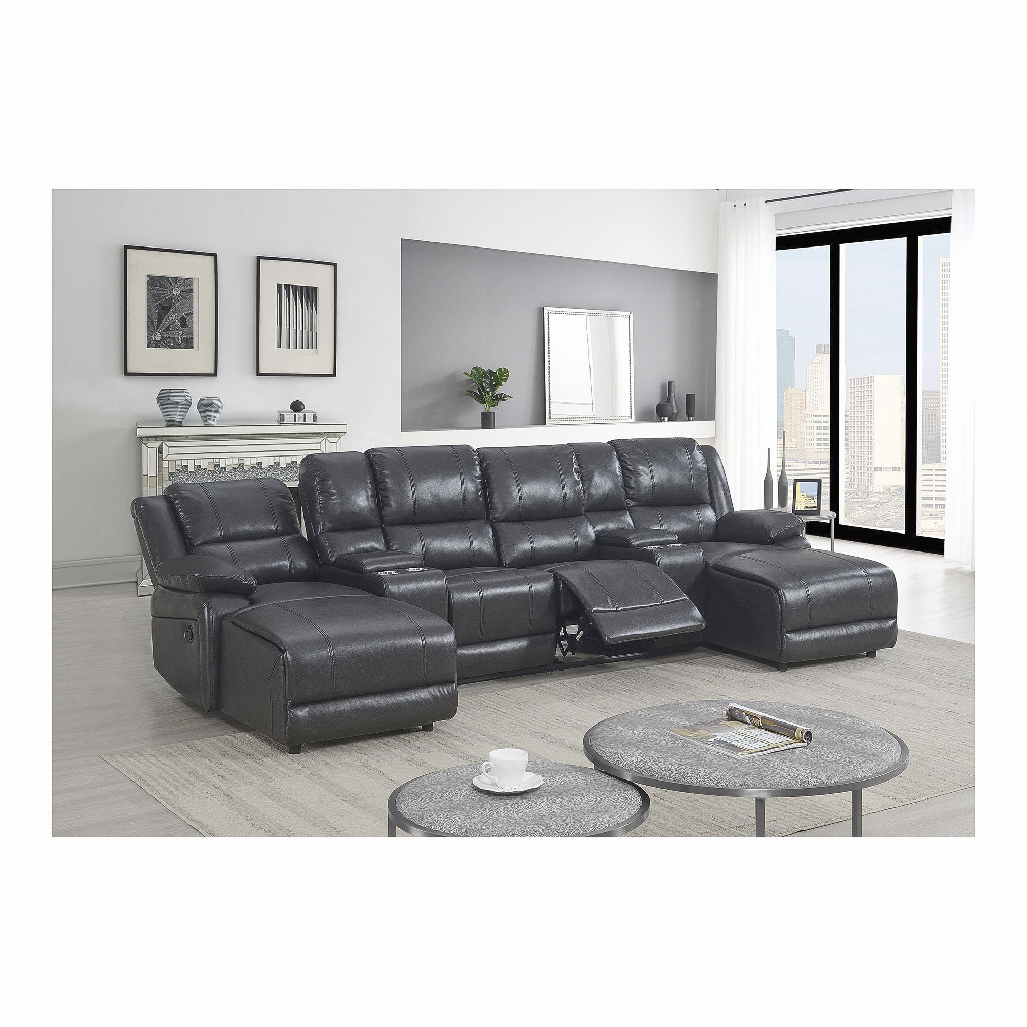 Double recliner best sale sectional sofa