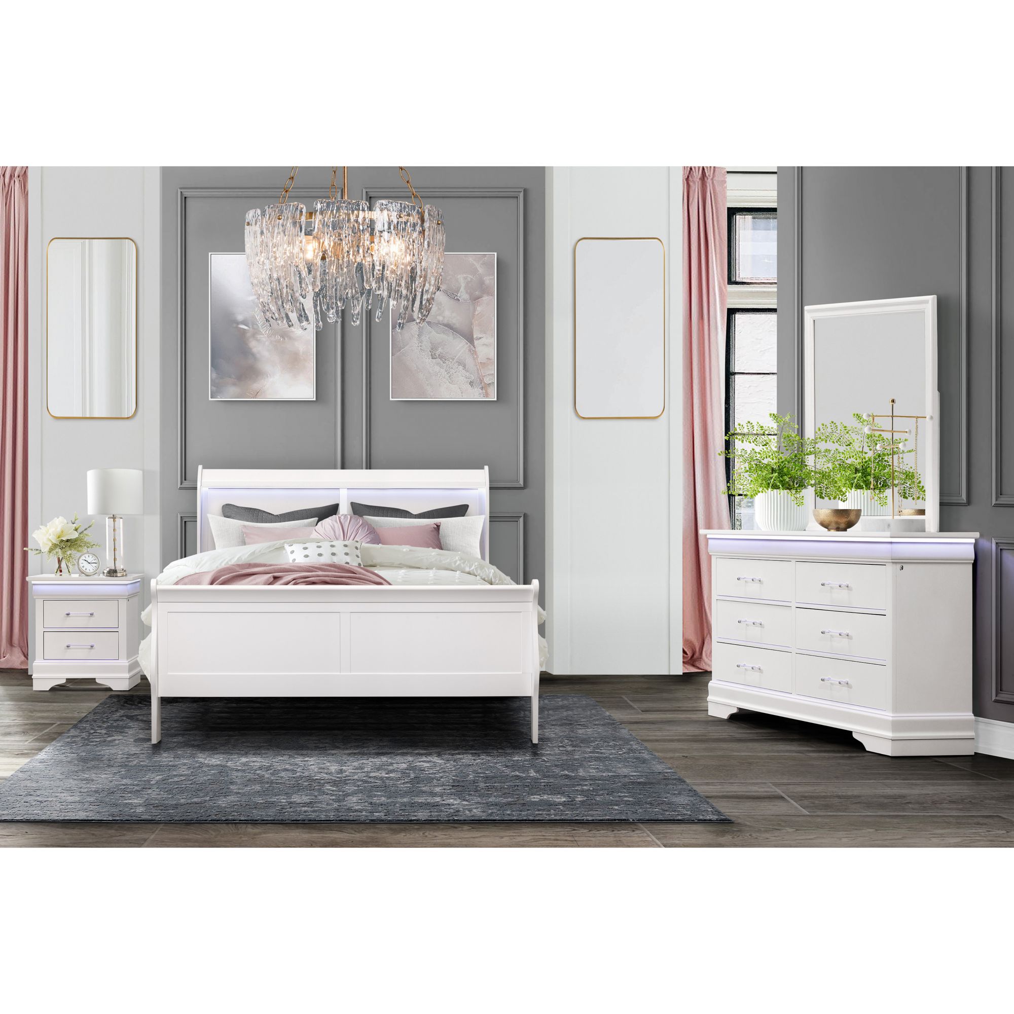 Acme Furniture Louis Philippe III Full 4-Piece Bedroom Set, White