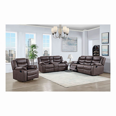 Sampson 3-Piece Reclining Faux Leather Set - Brown