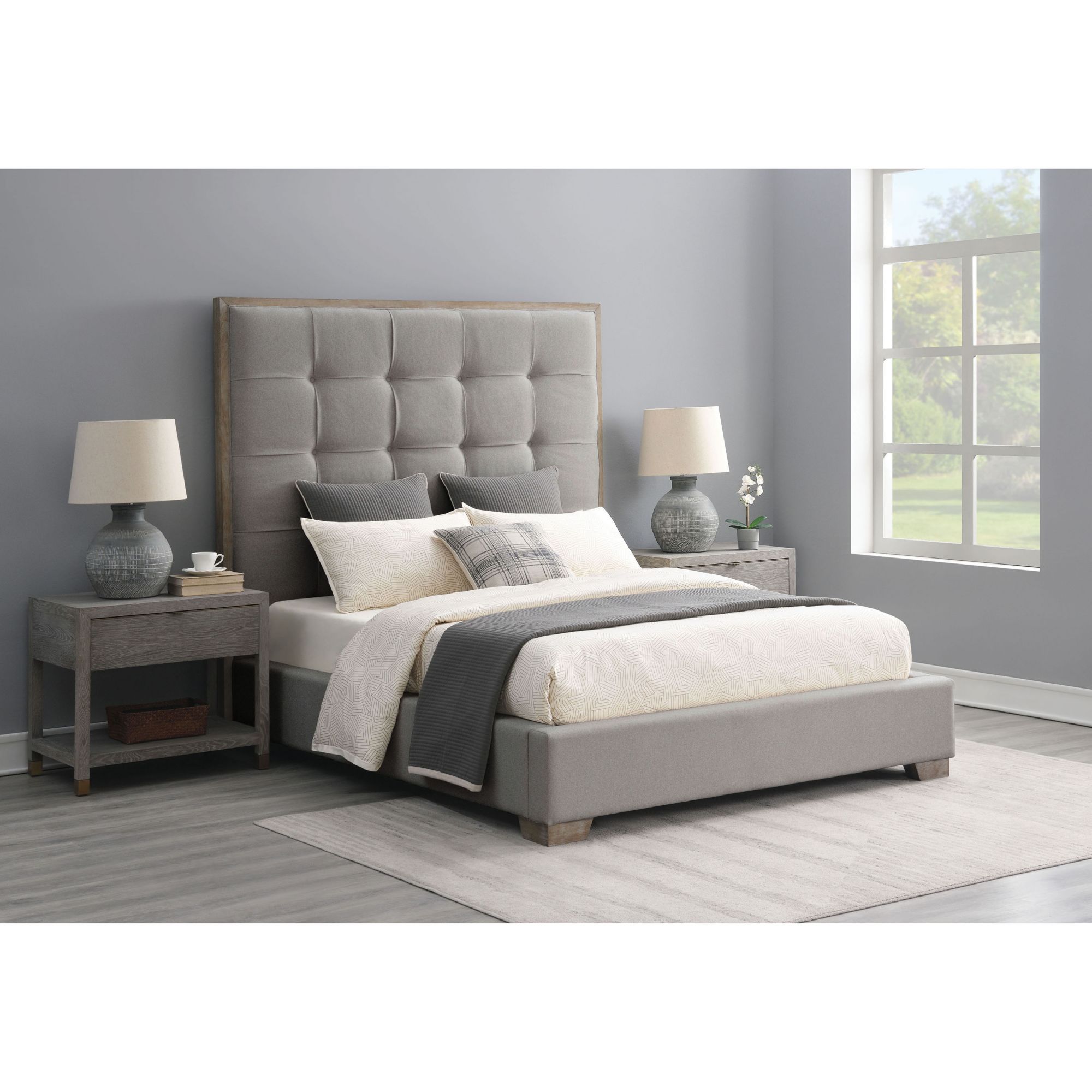 Gray tufted on sale king bed